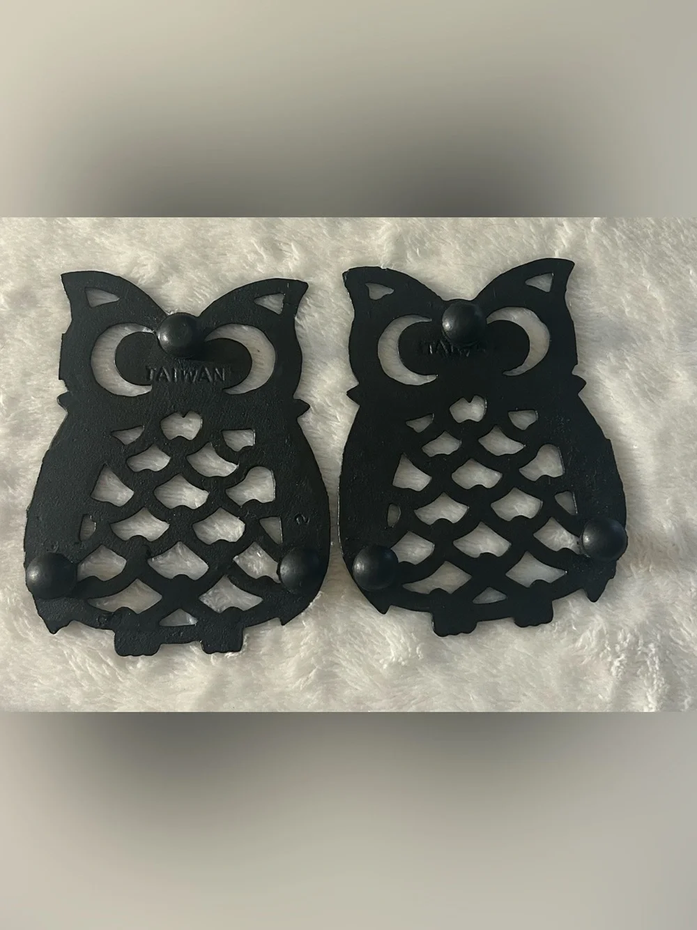 Vintage Cast Iron Owl Trivets - Set of 4